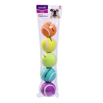 5PK Paws & Claws Tennis Balls 6cm Asstd Colours Solid