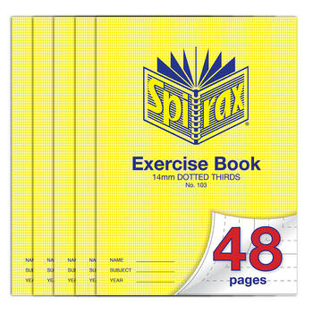 5PK Spirax 70 gsm 14mm Dotted Thirds No.103 Exercise Book