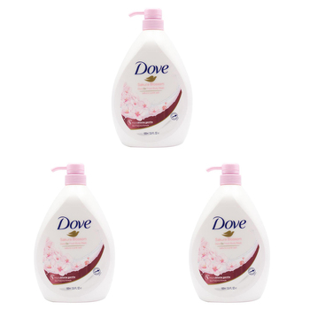 3PK Dove 1L Body Wash Liquid Bath Soap Sakura Blossom Scent