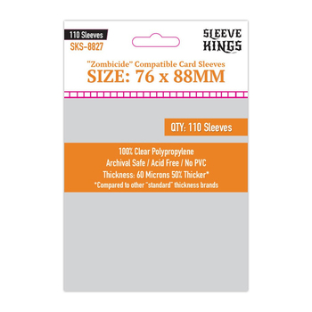 110pc Sleeve Kings 76x88mm Board Game Card Sleeves Zombicide Compatible