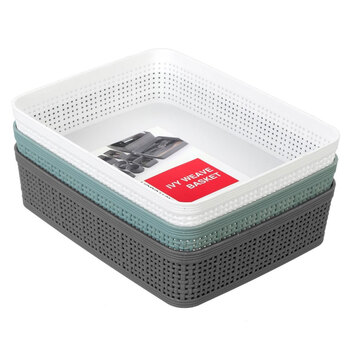 3PK Ivy Weave Basket 24.5X20X6Cm 3 Asstd 