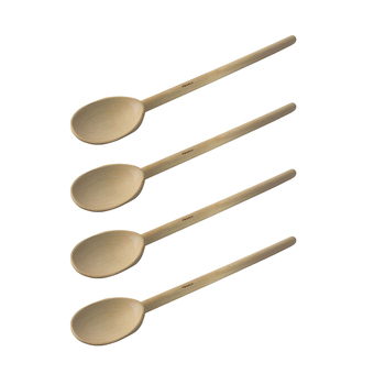 4x Euroline 35cm Wooden Spoon Cooking Utensil - Beige