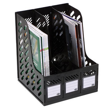 Marbig Magazine 3 Section Rack Black