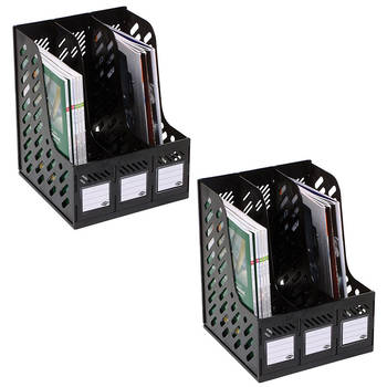 2PK Marbig Magazine 3 Section Rack Black