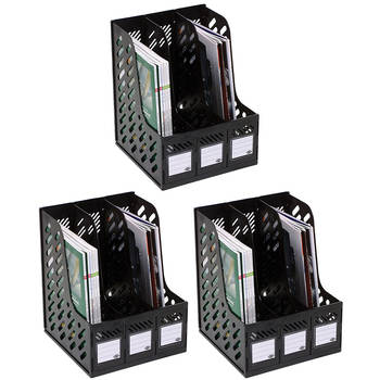 3PK Marbig Magazine 3 Section Rack Black