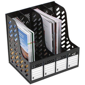 Marbig Magazine 4 Section Rack Black