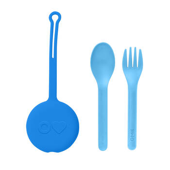 3pc Omie Omiepod Kid-Friendly Cutlery Set w/ Fork and Spoon Capri Blue