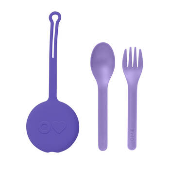 3pc Omie Omiepod Kid-Friendly Cutlery Set w/ Fork and Spoon Lilac Purple