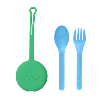3pc Omie Omiepod Kid-Friendly Cutlery Set w/ Fork and Spoon Mint Green