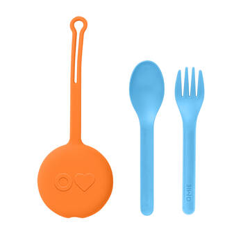 3pc Omie Omiepod Kid-Friendly Cutlery Set w/ Fork and Spoon Sunrise