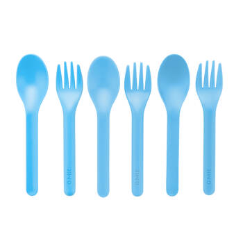 6pc Omie Space-Saving Spoon & Fork Utensil Set Kids Cutlery Kit Blue