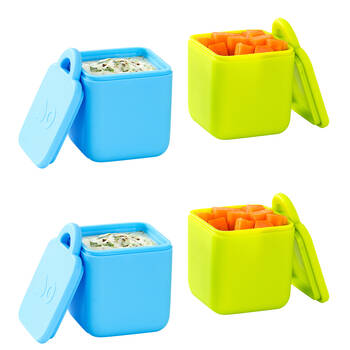 2x 2pc Omie Omiedip Silicone Dip Containers Set 5.58x7.11x5.84cm Blue/Lime