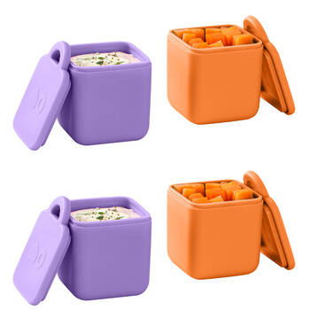 2x 2pc Omie Omiedip Silicone Dip Containers Set 5.58x7.11x5.84cm Purple/Orange