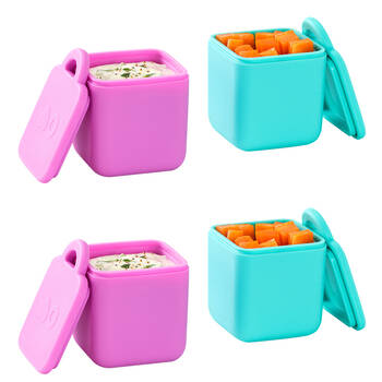 2x 2pc Omie Omiedip Silicone Dip Containers Set 5.58x7.11x5.84cm Pink/Teal