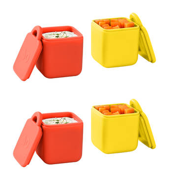 2x 2pc Omie Omiedip Silicone Dip Containers Set 5.58x7.11x5.84cm Yellow/Red