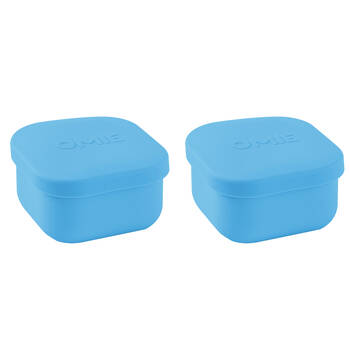 2PK Omie Omiesnack 280ml Silicone Container Lunch Box 5.58x9.65x8.89cm Blue