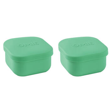 2PK Omie Omiesnack 280ml Silicone Container Lunch Box 5.58x9.65x8.89cm Green