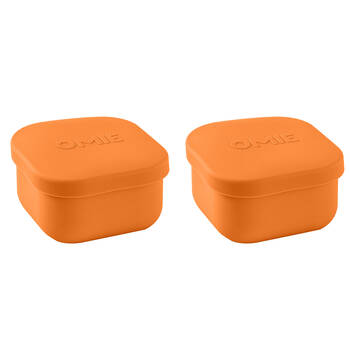2PK Omie Omiesnack 280ml Silicone Container Lunch Box 5.58x9.65x8.89cm Orange