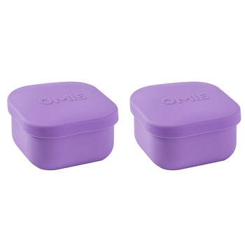 2PK Omie Omiesnack 280ml Silicone Container Lunch Box 5.58x9.65x8.89cm Purple
