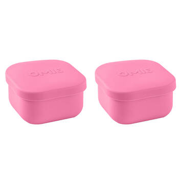 2PK Omie Omiesnack 280ml Silicone Container Lunch Box 5.58x9.65x8.89cm Pink