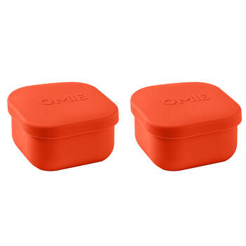 2PK Omie Omiesnack 280ml Silicone Container Lunch Box 5.58x9.65x8.89cm Red