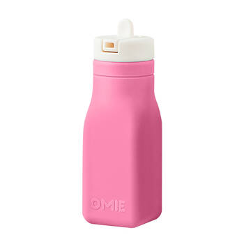 Omie Omiebottle Silicone Drink Bottle w/ Flip and Sip Straw 250ml Pink