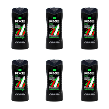6PK Axe Africa 3-in-1 Body Face Hair Wash 400ml For Men Mandarin & Sandalwood