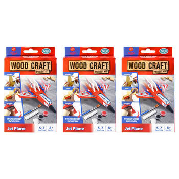 3PK Boyle Wood Craft Project Kit Small Jet Plane Kids DIY 8y+