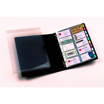 Marbig 500-Slot 20cm Business Card Book And Case 4 D-Ring Binder - Black