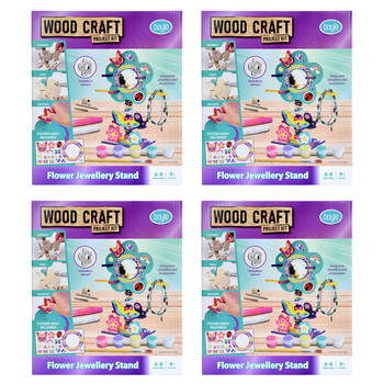 4PK Boyle Wood Craft Project Kit Flower Jewellery Stand Kids DIY 9y+