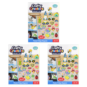 3PK Boyle Crafty Creators Plaster & Paint Kit Fridge Magnets Kids DIY Craft 10+