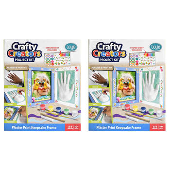 2PK Boyle Crafty Creators Plaster Print Keepsake Frame Project Kit Kids DIY 10+