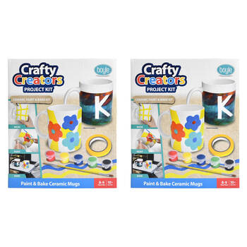 2PK Boyle Crafty Creators Ceramic Paint & Bake Mugs Project Kit Kids DIY 10y+