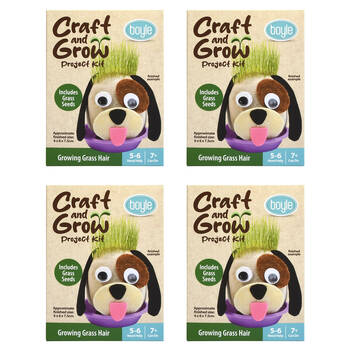 4PK Boyle Craft & Grow Project Kit Growing Grass Hair w/ Seeds Kids Activity 7+