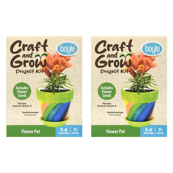 2PK Boyle Craft & Grow Project Kit Flower Pot w/ Seeds Kids Activity 7y+