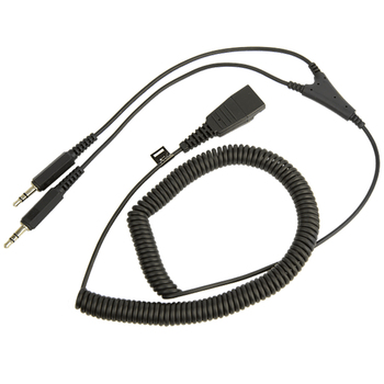 Jabra QD To PC Curly Cord w/ Dual 3.5mm 2m