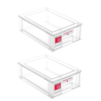 2PK Boxsweden Crystal Stackable Organiser Drawer 32 x 21 x 10.5cm