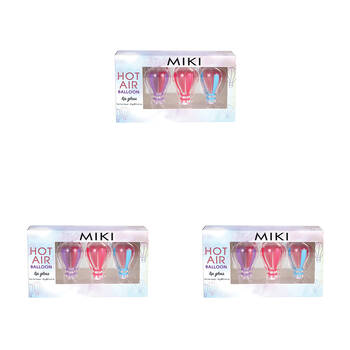 3PK Miki Hot Air Balloon Lip Gloss Palette With Strawberry And Grape - 3y+