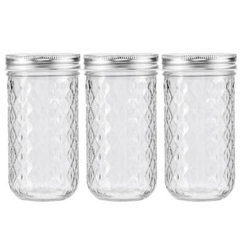 3PK Lemon & Lime 350ml Quilted Glass Conserve Jar