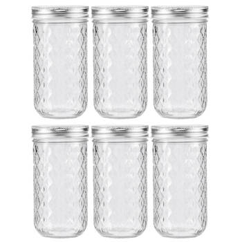 6PK Lemon & Lime 350ml Quilted Glass Conserve Jar