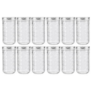 12PK Lemon & Lime 350ml Quilted Glass Conserve Jar