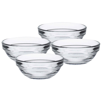 4pc Duralex Lys Stackable Bowl Glass Bowl Set 70ml
