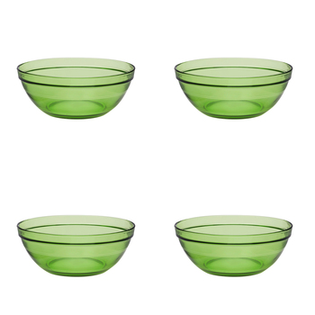 4PK Duralex Gigogne 20.5cm/1.59L Stackable Glass Bowl - Green