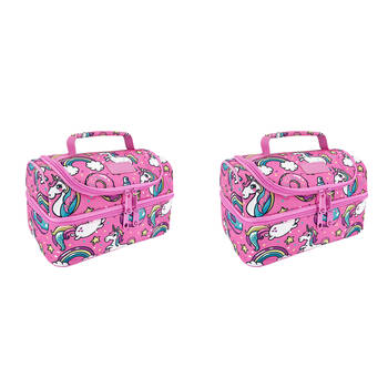 2PK Sachi Style 235 Insulated Double Decker Lunch Bag 25.5x17x14cm Unicorns