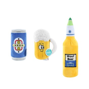 3x Paws & Claws Beer Plush Toy Mug/Bottle/Can