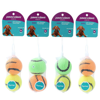 8PK Paws & Claws Squeaky Tennis Balls Assorted