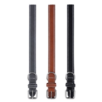 3PK Paws & Claws 45-65cm Leather Look Padded Dog Collar w/ Stitch Large - Assorted