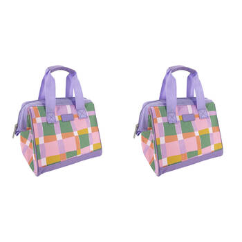 2PK Sachi Style 34 Insulated Leak-Proof Lunch Bag 24x17x22cm Pastel Checks