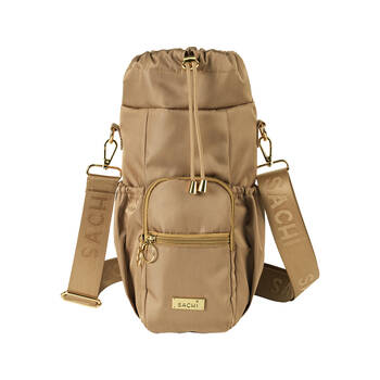 Sachi Deluxe Crossbody Insulated Bottle Bag w/ Adjustable Strap Latte