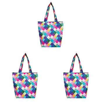 3PK Sachi Insulated Market Tote Groceries Carry Bag 27x15x38cm Harlequin